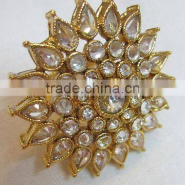 POLKI Crystal GOLD COCKTAIL FINGER Ring photo-2