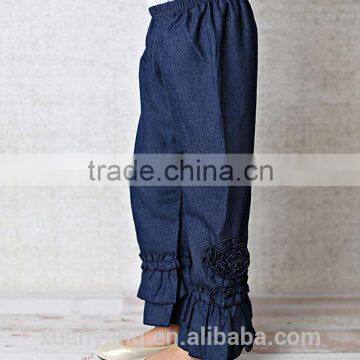 Casual Girls Denim Pants Boutique Jeans Ruffle Pants for Kids Wide Leg Kids Pants photo-2