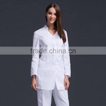 2016 New Design Autumn Women Anti-wrinkle Long Sleeve Nurse Uniform Dental Clinic Doctor's Outcoat White Color photo-2
