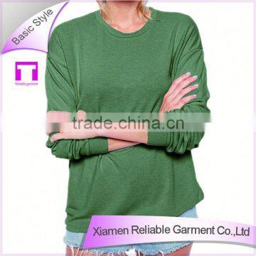 Blank wholesale plain green custom long sleeve t shirt