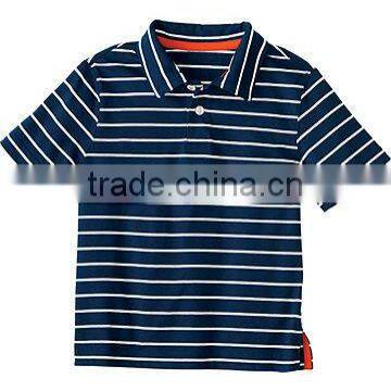 BOYS STRIPED POLO SHIRT WITH CONTRAST NECK TRIM