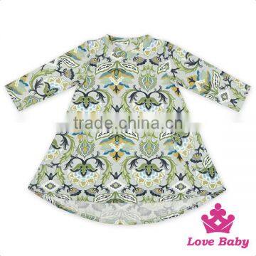 48BQA141 Lovebaby Printed Animal Pattern Long Sleeve With Two Big Pocket Baby Girls Casual Wear New Design Girls Short Frock photo-2