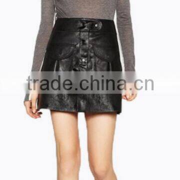 Runwaylover EY2208D New Design 2017 Ladies Fashion One Breasted Pu Skirt