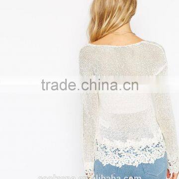 Women Dropped Shoulders Lightweight Fabric Crochet Top,crochet Top Fashion Blouses 2015 photo-3
