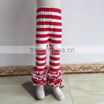 XF-007 Wholesale baby girls striped ruffle icing pants kids boutique icing baby leggings children's sew sassy icing leggings