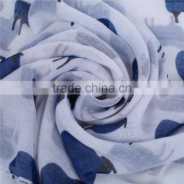 Voile Scarves & Wraps Rectangle White Deep Blue Sheep Scarf Custom photo-2