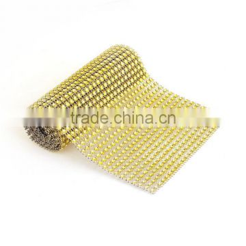 Wholesale Golden Round 12cm Plastic Mesh Jewelry Rhinestones