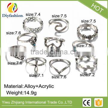 New Hollow Turkish Hand Ring Sets Geometric Silver Knuckle Ring for Women Vintage Jewellery photo-4