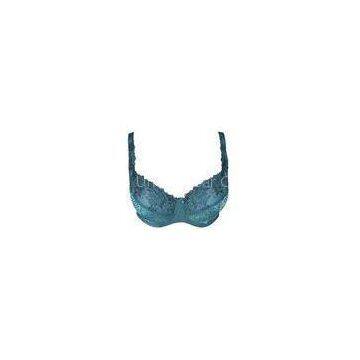Teal Fantastic  Full Figured Bras Embroidered Lace  Jacquard Satin Elegance Fabric