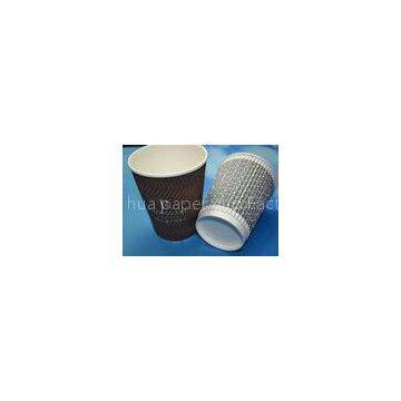 Commercial Hot Water / Tea 10oz Ripple Paper Cups With Lids For Hot Drinks