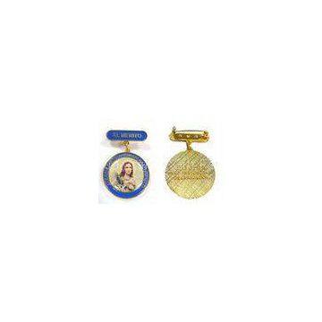 Souvenir Zinc alloy promotional metal pin badges with printing logos and gold finish