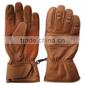 Brown Leather Motorcycle Gloves