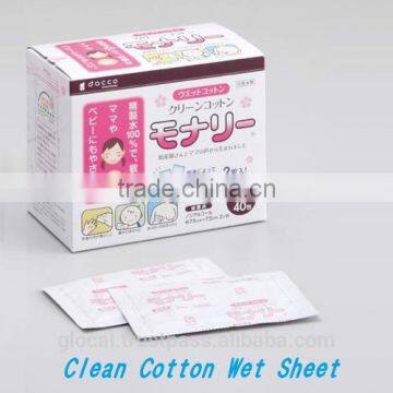 Clean Cotton wet wipe Two-fold, 2 sheets (40 packs) Wholesale