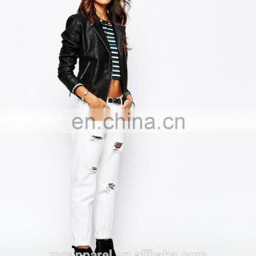 New Look Black Leather Biker Jacket for Women photo-5