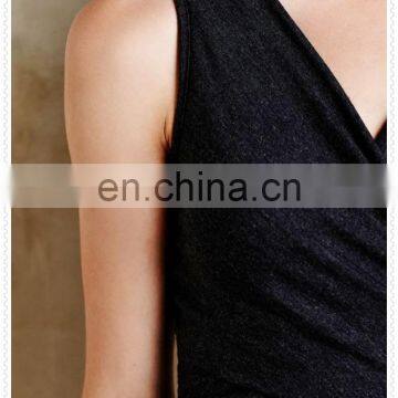 China Most Popular Sleeveless Cross Front Wrap Flared Women Jersey Dress photo-4