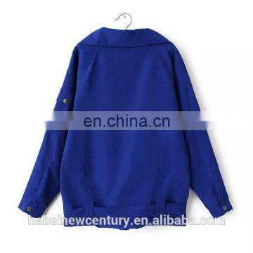 2015 Dress for Women Europe American Fashion Causal Lady Trench Coat Lapels New Pure Color Patch Pocket Personality Wind Jacket photo-4