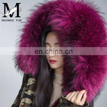 2016 Hot Sell Chinese Military Big Raccoon Fur Collar Parka Real Fox Fur Linling Camouflage Coat Women Winter Parka photo-6