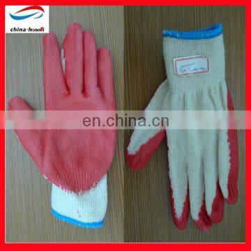 red latex palm coated gloves/cotton latex coated gloves