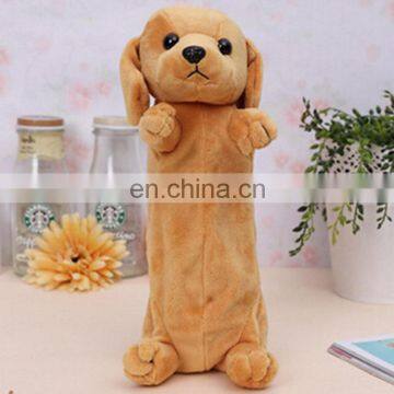 Professional customized cute fabric pencil case interesting plush dog pencil case for kids