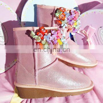 Aidocrystal Fashion Cute DIY Pink Color Flower Shoes China Cheap Winter Women Boots photo-3