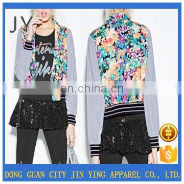 Multifunctional Satin Winter Coat Bulk Sales for wholesales Floral Printing Bomber Jacket