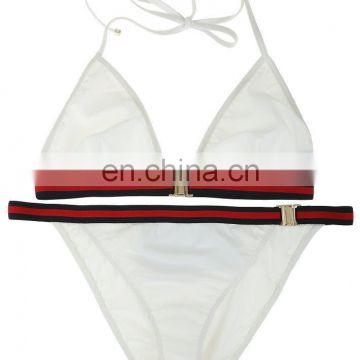 White web detail 2PC swimsuit bikini swimwear