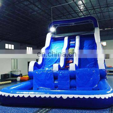 amazing blue wave inflatable water slide with pool