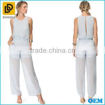 Wholesale fashion round neck chiffon jumpsuit for women