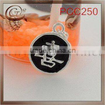 plated black Circular pendant with xi