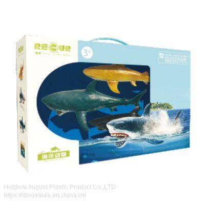 Kit of Ocean Animal Model Soft PVC Hand Painting JAWS Shark Animal Figure Toys Gift Set Decoration Model