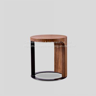 LT1510-3 Modern wooden top with steel base round side table