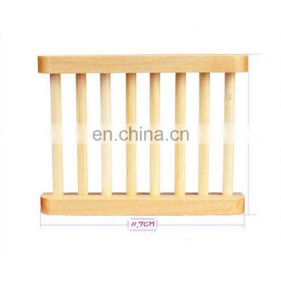 6Pcs Natural Bamboo Wood Bathroom Shower Wooden Soap Dish Tray Soap Dish Wood Storage Holder Plate