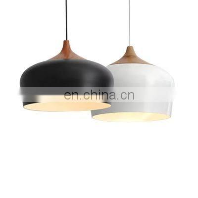 Vintage Black White Metal Shade Pendant Light Nordic Restaurant Lamp