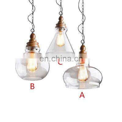 2021 New 3 Models Clear Glass Shell Nordic LED Pendant Light Pub Coffee Modern Chandelier Light With E27 Lamp Holder