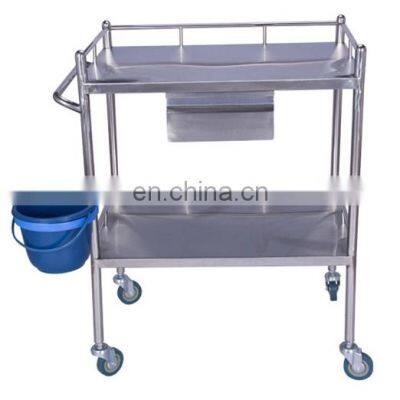 Factory price Stainless steel medical treatment cart operating instrument trolley for hospital