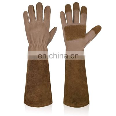 HANDLANDY Extra Long Cuff landscape rose thorn proof Puncture Resistant Long Leather Gardening Gloves