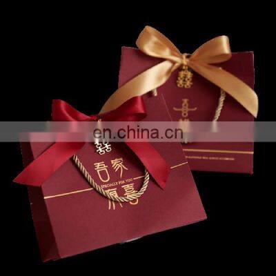 custom logo printed party drawstring christmas classic paper gift bag for children