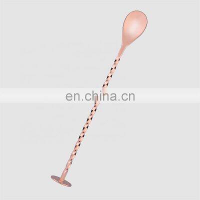 Factory Direct stainless steel 304 cocktail spoon custom copper bar spoon logo muddler