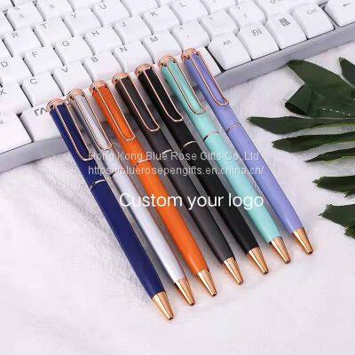 New Cheapest Printed Logo Multi Color Test Good Twist Metal Ballpoint Pen With Clip