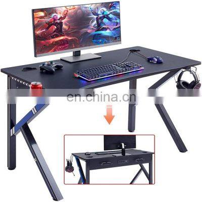 LGB light Gamer Specific Used Blue Gaming Desk Computer PC Racing Table with Headphone Hook