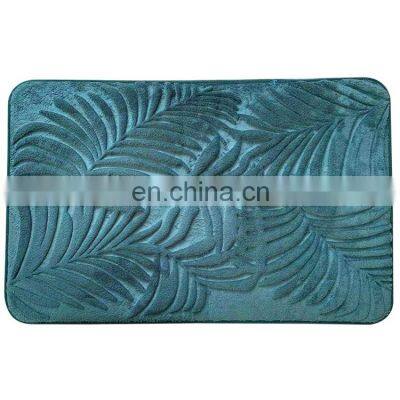 2022 custom leaves print soft memory foam bath mat anti slip mat