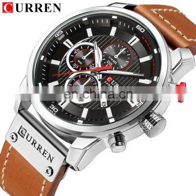 CURREN 8291 Men's Watches Quartz Movement Fashion&Casual Auto Date Leather Band Watches