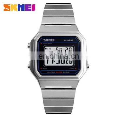 SKMEI 1377 Stainless Steel Classic Digital Watch Calendar Alarm Popular Model Business Sport Watches Men