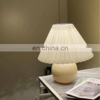 Vintage Lampada Led Lamparas Led Tricolor Lights Usb Light Pleated Ball Ceramic Table Lamp For Room Decor Lights