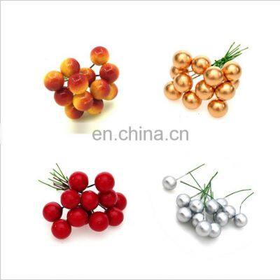 Artificial Flower Fruit Stamens Cherry Christmas Plastic Pearl Berries Diy Gift Box Decorated Wreaths For Home Decor