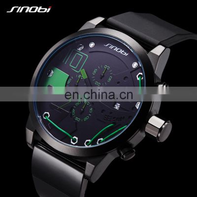 SINOBI Creative Dial Men Watches S9728G Chronograph Function Masculinity Men Handwatch Small Three Dial Watch