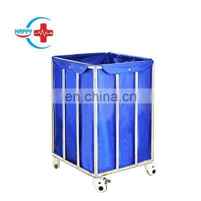 HC-M056 large capacity Stainless steel mobile medical trolley cart suspending bag for hospital dirty clothes