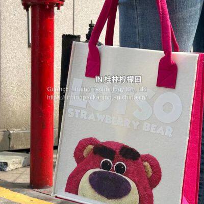 Wholesale Multiple Colors Two Straps Logo Custom Felt Tote Bag Shopping photo-2