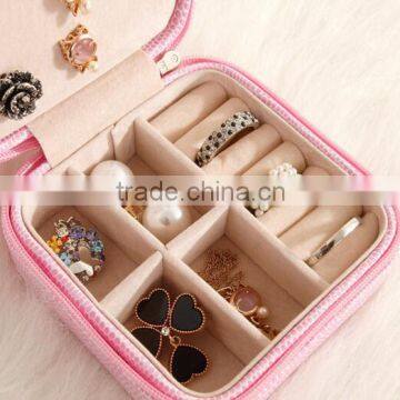 Small Pink Faux Leather Travel Jewelry Box Organizer Display Storage Case photo-4