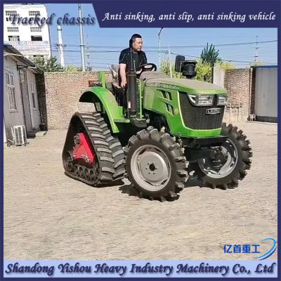 Retrofitting agricultural tractors with anti sinking semi chain rails for stable and reliable operation in muddy deserts